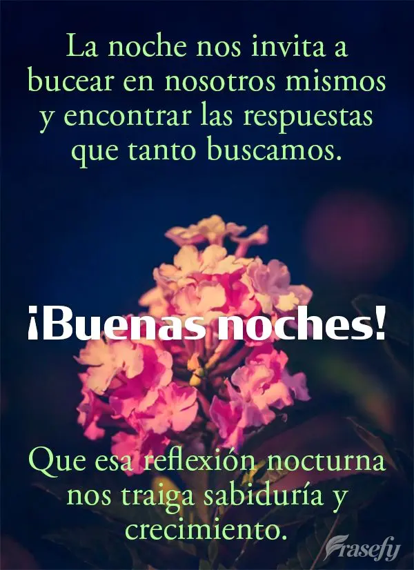 La noche nos invita a bucear en nosotros mismos y encontrar las respuestas que tanto buscamos. Que esa reflexión nocturna nos traiga sabiduría y crecim...
