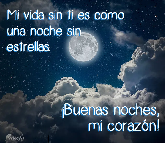 Mi vida sin ti es como una noche sin estrellas. ¡Buenas noches, mi corazón!
