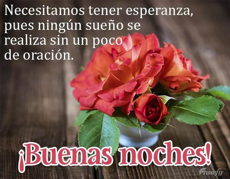 Necesitamos tener esperanza, pues ningún sueño se realiza sin un poco de oración. ¡Buenas noches!
