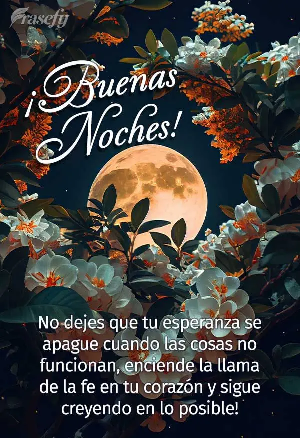 No dejes que tu esperanza se apague cuando las cosas no funcionan, enciende la llama de la fe en tu corazón y sigue creyendo en lo posible! ¡Buenas noc...