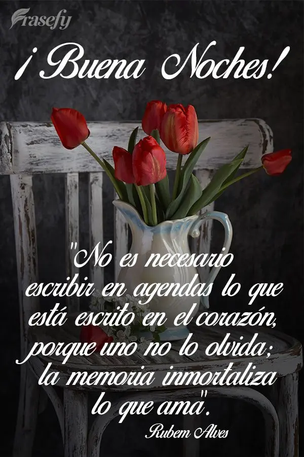 "No es necesario escribir en agendas lo que está escrito en el corazón, porque uno no lo olvida; la memoria inmortaliza lo que ama". ¡Buenas noches! R...