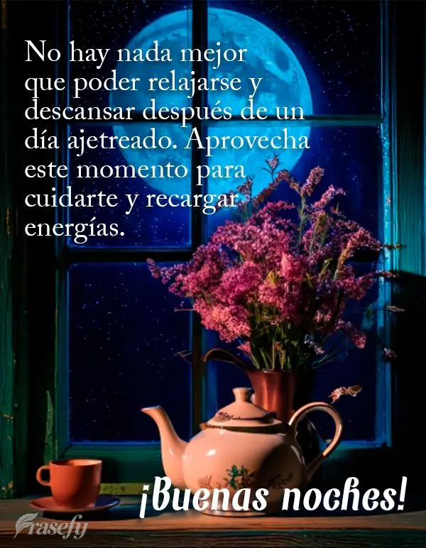 No hay nada mejor que poder relajarse y descansar después de un día ajetreado. Aprovecha este momento para cuidarte y recargar energías. ¡Buenas noch...