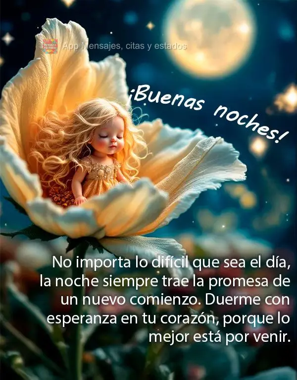 No importa lo difícil que sea el día, la noche siempre trae la promesa de un nuevo comienzo. Duerme con esperanza en tu corazón, porque lo mejor está...