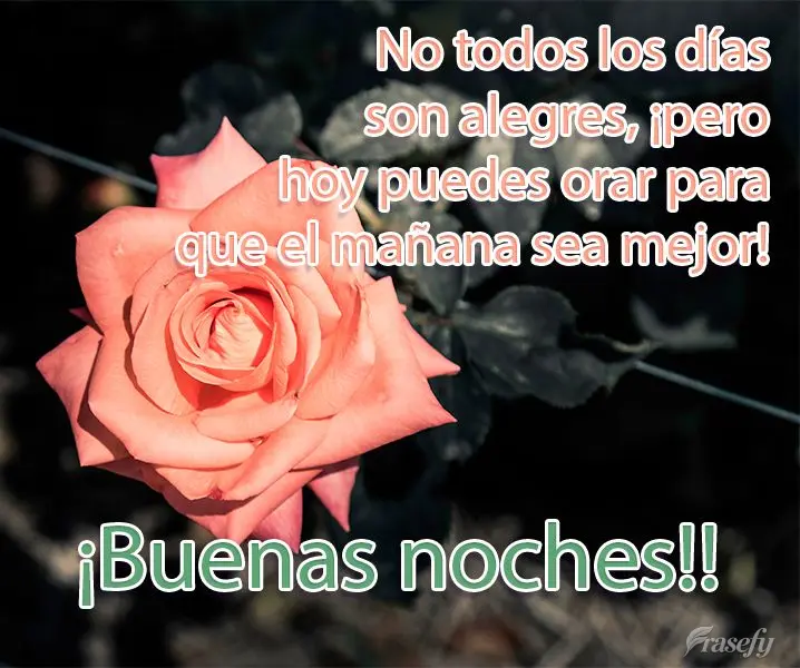 No todos los días son alegres, ¡pero hoy puedes orar para que el mañana sea mejor! ¡Buenas noches!
