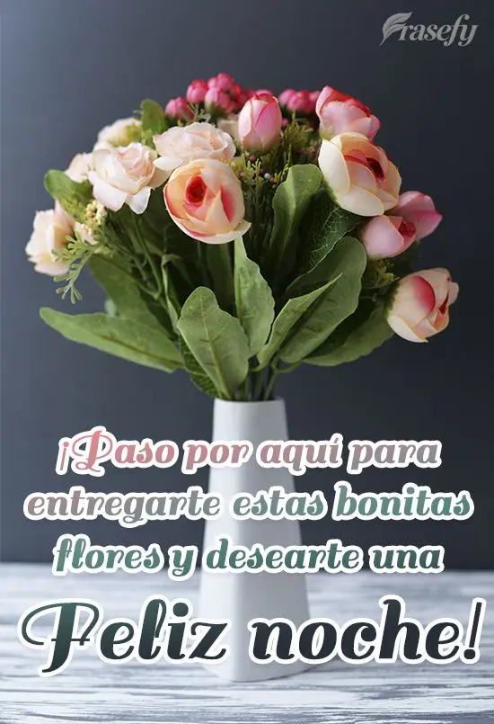 ¡Paso por aquí para entregarte estas bonitas flores y desearte una
 feliz noche!
