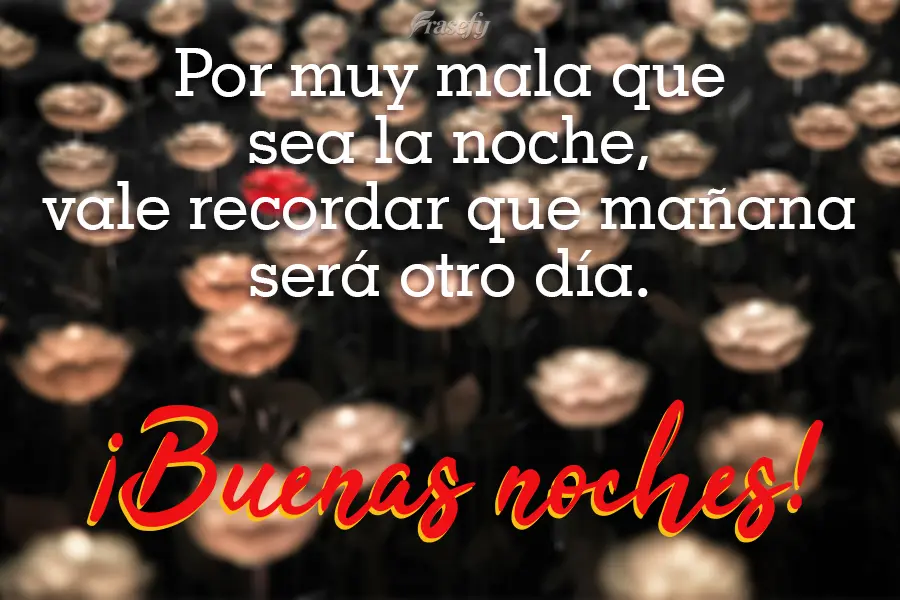 Por muy mala que sea la noche, vale recordar que mañana será otro día. ¡Buenas noches!