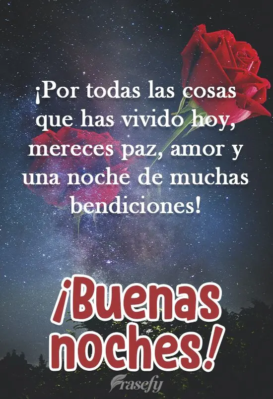 ¡Por todas las cosas que has vivido hoy, mereces paz, amor y una noche de muchas bendiciones! ¡Buenas noches!