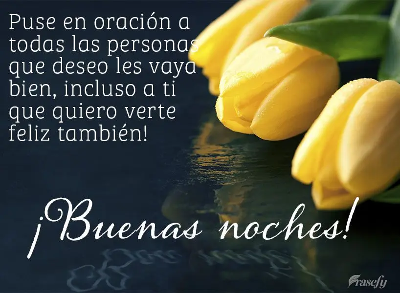 Puse en oración a todas las personas que deseo les vaya bien, incluso a ti que quiero verte feliz también! ¡Buenas noches!