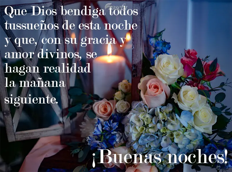 Que Dios bendiga todos tus sueños de esta noche y que, con su gracia y amor divinos, se hagan realidad la mañana siguiente. ¡Buenas noches!