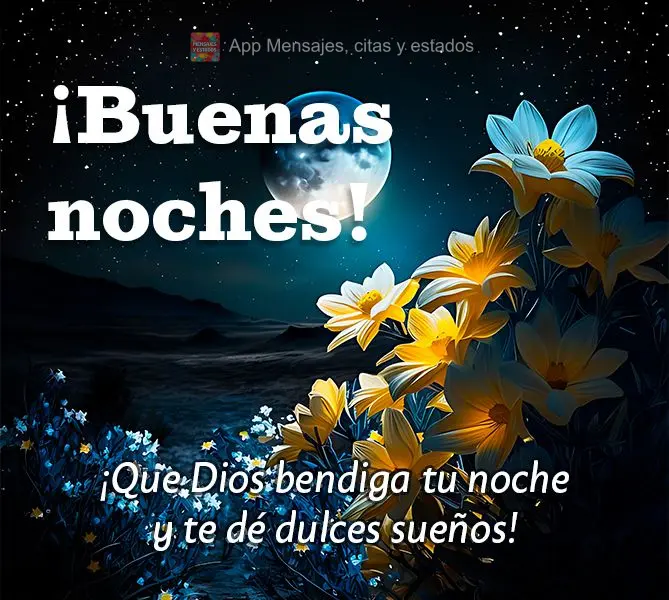 ¡Que Dios bendiga tu noche y te dé dulces sueños! ¡Buenas noches!