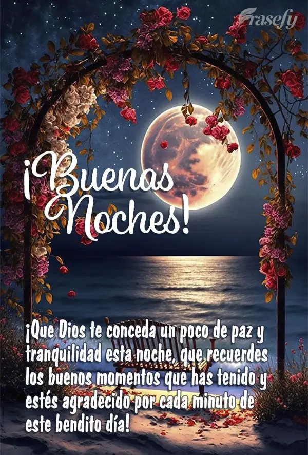 ¡Que Dios te conceda un poco de paz y tranquilidad esta noche, que recuerdes los buenos momentos que has tenido y estés agradecido por cada minuto de e...
