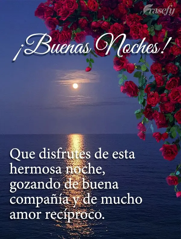 Que disfrutes de esta hermosa noche, gozando de buena compañía y de mucho amor recíproco. ¡Buenas noches!