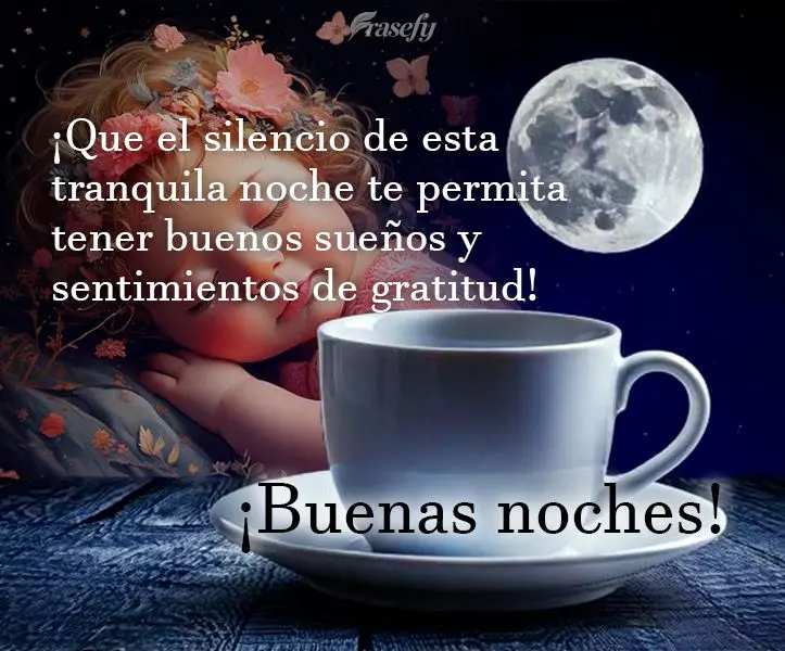 ¡Que el silencio de esta tranquila noche te permita tener buenos sueños y sentimientos de gratitud! ¡Buenas noches!