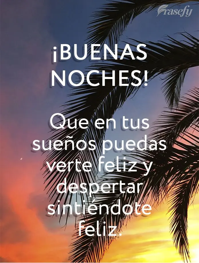 Que en tus sueños puedas verte feliz y despertar sintiéndote feliz. ¡Buenas noches!