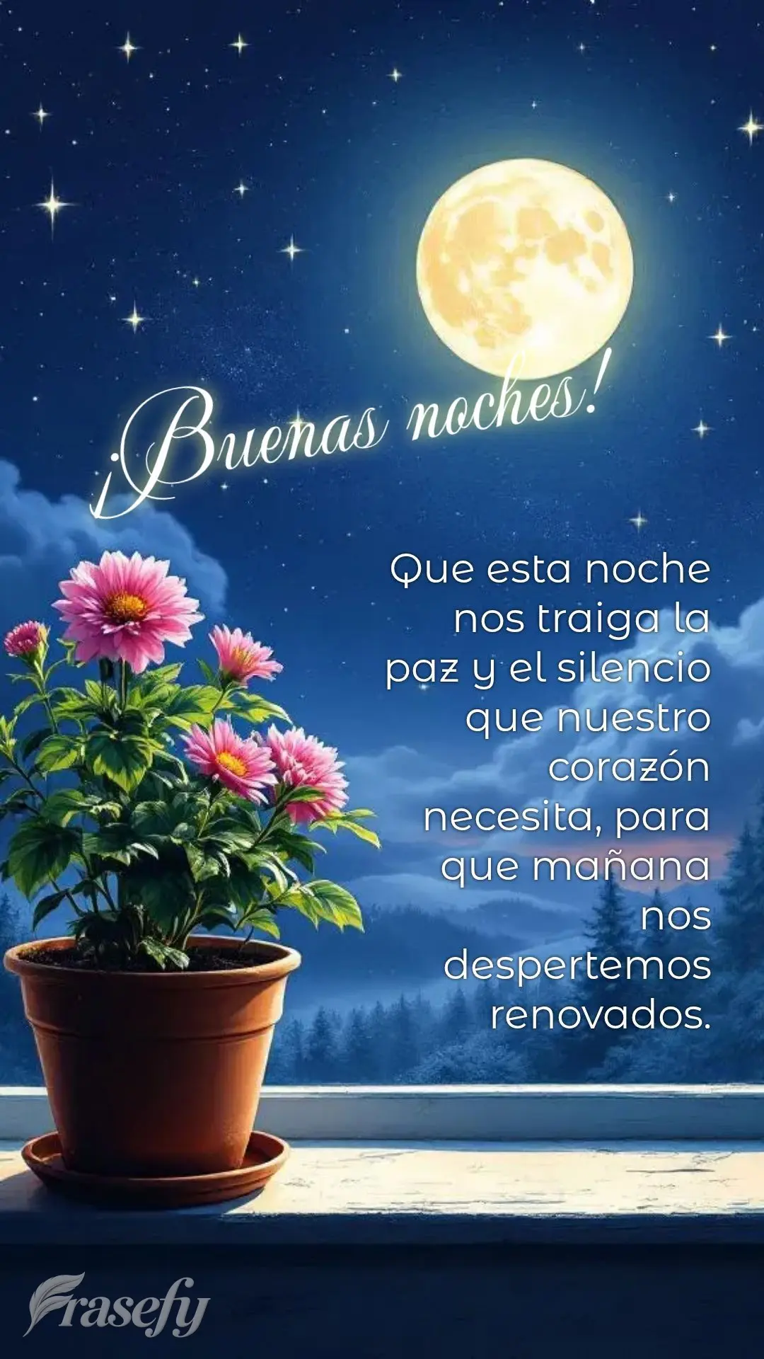 Que esta noche nos traiga la paz y el silencio que nuestro corazón necesita, para que mañana nos despertemos renovados. ¡Buenas noches!