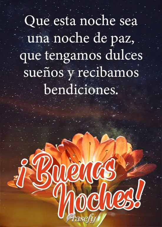 Que esta noche sea una noche de paz, que tengamos dulces sueños y recibamos bendiciones. ¡Buenas noches!