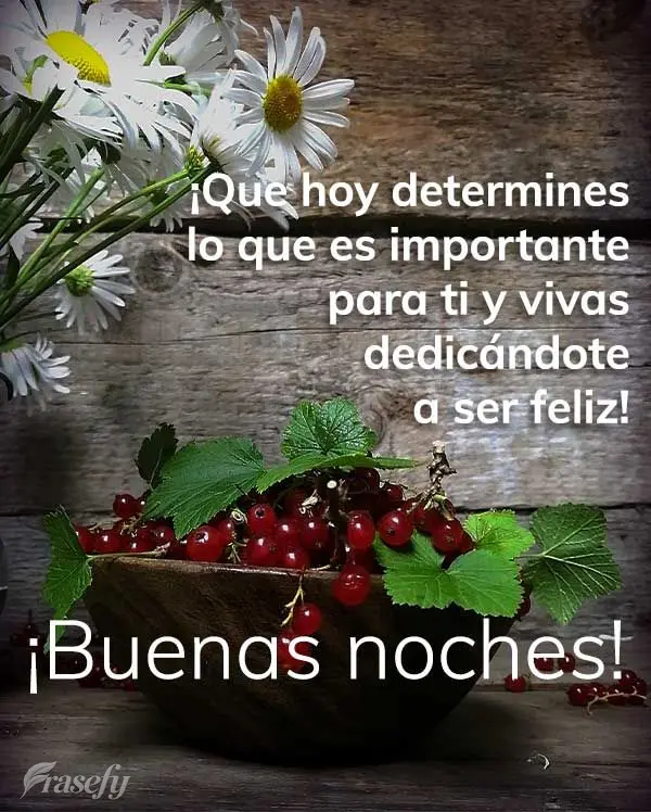 ¡Que hoy determines lo que es importante para ti y vivas dedicándote a ser feliz! ¡Buenas noches!