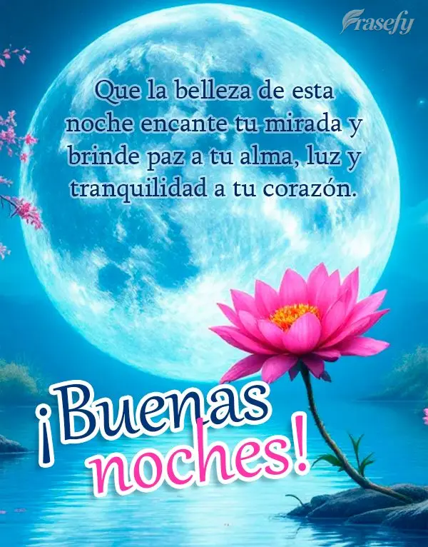 Que la belleza de esta noche encante tu mirada y brinde paz a tu alma, luz y tranquilidad a tu corazón. ¡Buenas noches!