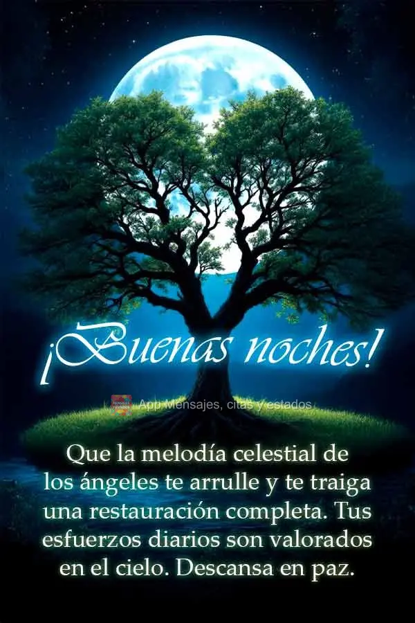 Que la melodía celestial de los ángeles te arrulle y te traiga una restauración completa. Tus esfuerzos diarios son valorados en el cielo. Descansa en...