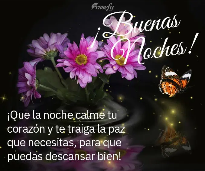 ¡Que la noche calme tu corazón y te traiga la paz que necesitas, para que puedas descansar bien! ¡Buenas noches!