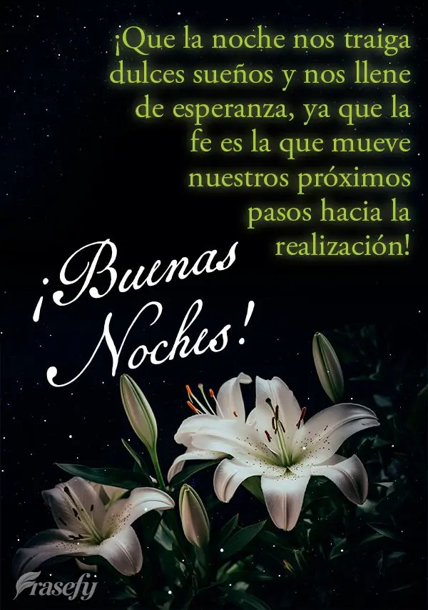¡Que la noche nos traiga dulces sueños y nos llene de esperanza, ya que la fe es la que mueve nuestros próximos pasos hacia la realización! ¡Buenas ...