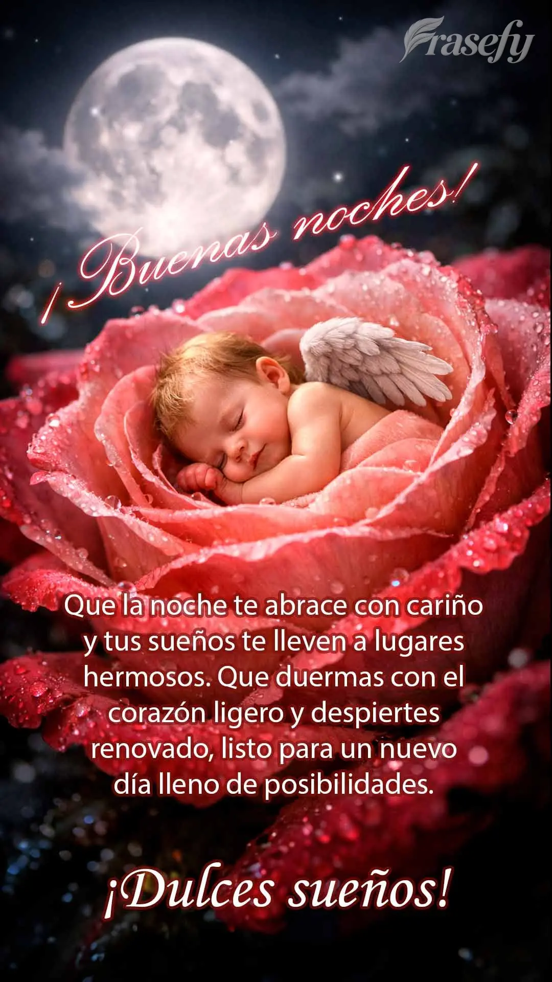 Que la noche te abrace con cariño y tus sueños te lleven a lugares hermosos. Que duermas con el corazón ligero y despiertes renovado, listo para un nu...