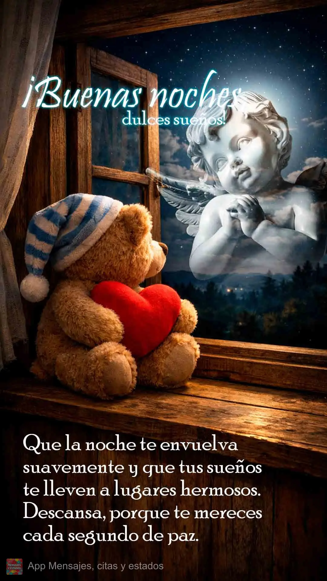 Que la noche te envuelva suavemente y que tus sueños te lleven a lugares hermosos. Descansa, porque te mereces cada segundo de paz. ¡Buenas noches, dul...