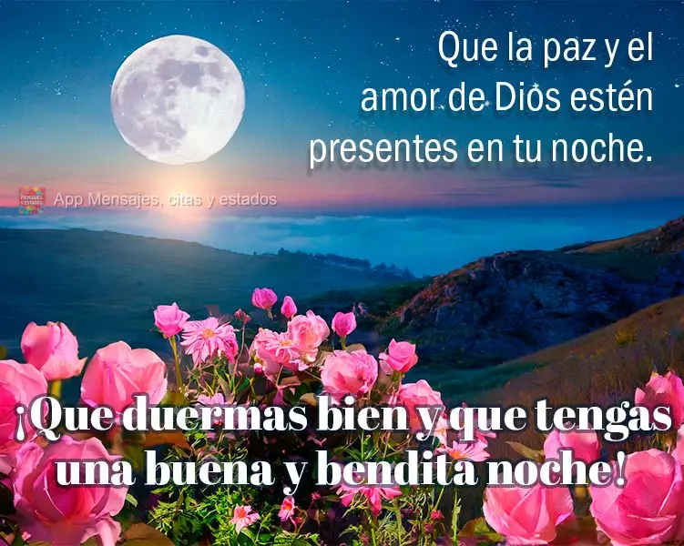 Que la paz y el amor de Dios estén presentes en tu noche. ¡Que duermas bien y que tengas una buena y bendita noche! ¡Buenas noches!