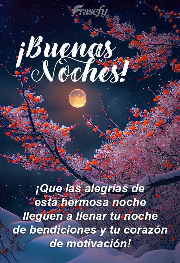 ¡Que las alegrías de esta hermosa noche lleguen a llenar tu noche de bendiciones y tu corazón de motivación! ¡Buenas noches!