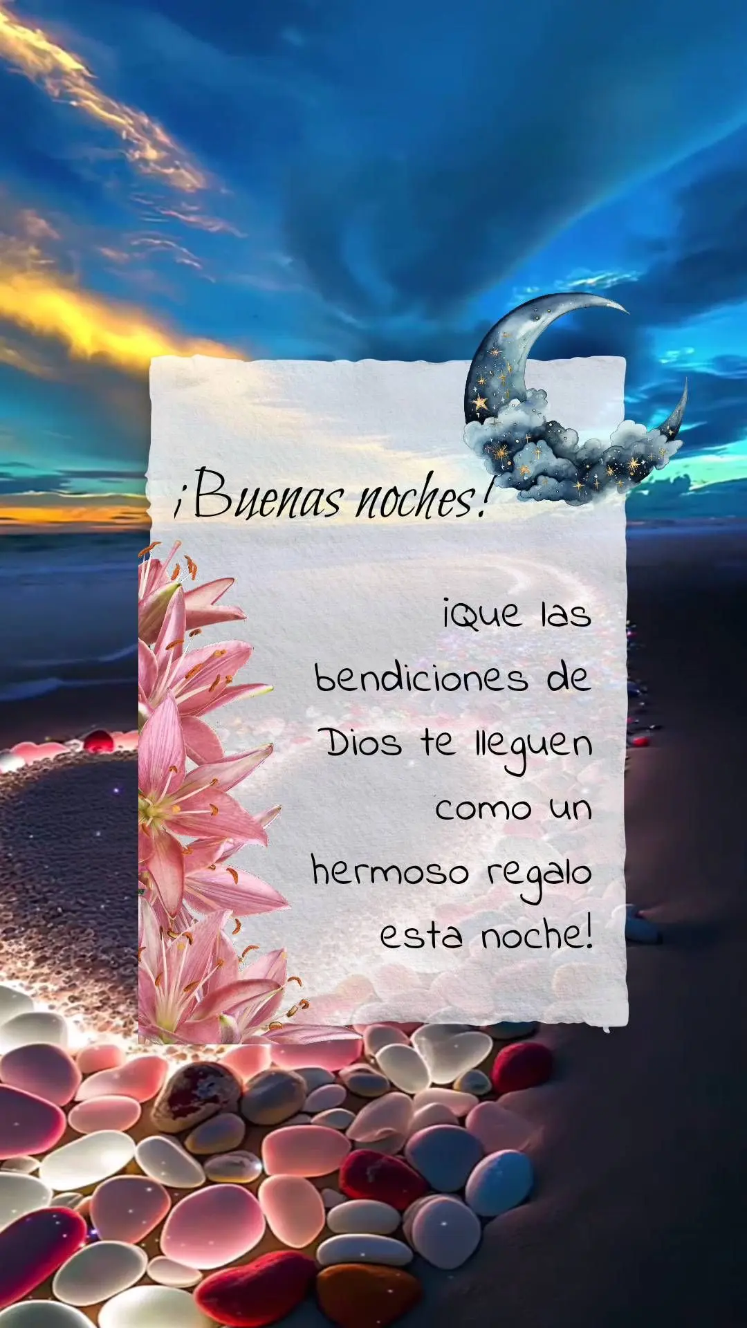 ¡Que las bendiciones de Dios te lleguen como un hermoso regalo esta noche! ¡Buenas noches!