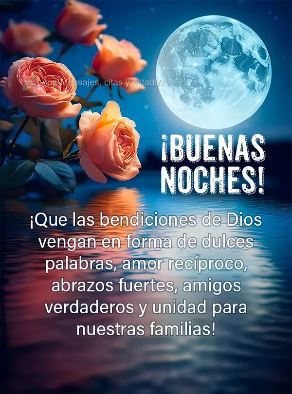 ¡Que las bendiciones de Dios vengan en forma de dulces palabras, amor recíproco, abrazos fuertes, amigos verdaderos y unidad para nuestras familias! ¡...