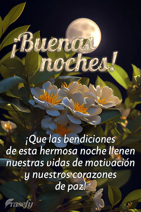 ¡Que las bendiciones de esta hermosa noche llenen nuestras vidas de motivación y nuestros corazones de paz! ¡Buenas noches!