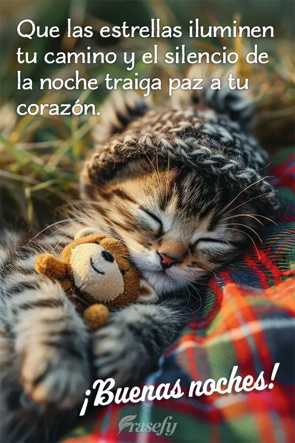 Que las estrellas iluminen tu camino y el silencio de la noche traiga paz a tu corazón. ¡Buenas noches!