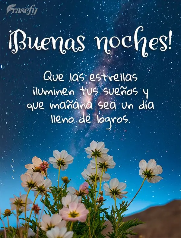 Que las estrellas iluminen tus sueños y que mañana sea un día lleno de logros. ¡Buenas noches!
