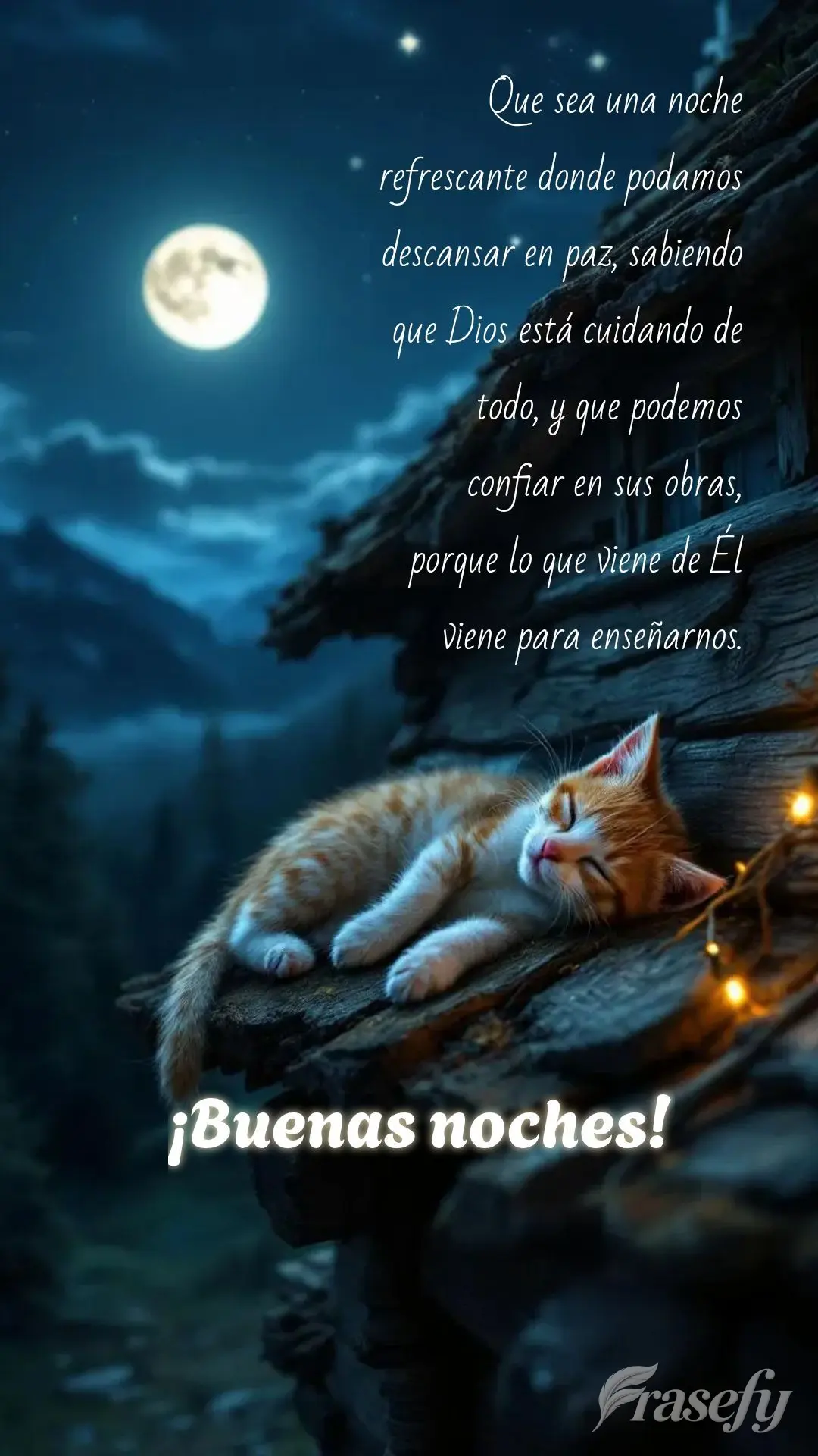 Que sea una noche refrescante donde podamos descansar en paz, sabiendo que Dios está cuidando de todo, y que podemos confiar en sus obras, porque lo que...