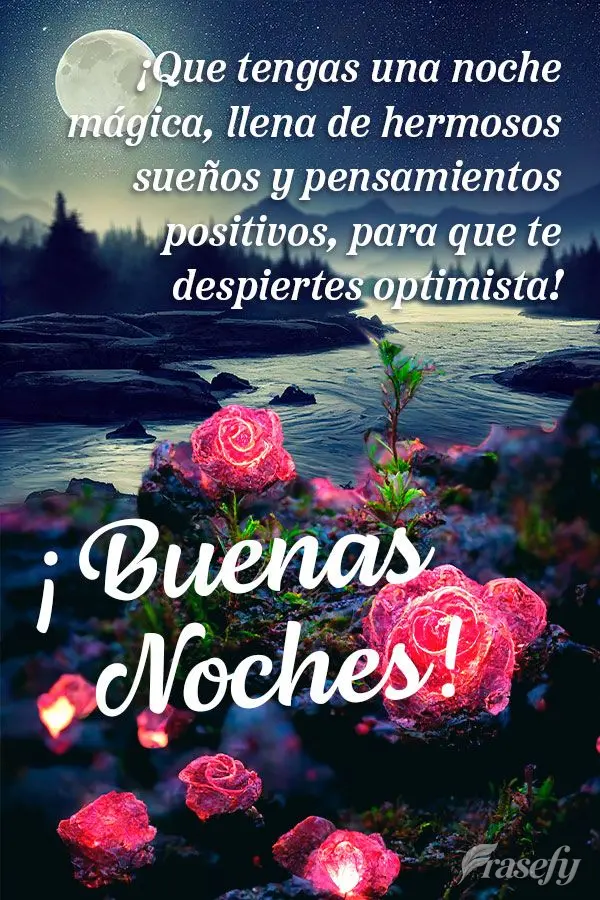¡Que tengas una noche mágica, llena de hermosos sueños y pensamientos positivos, para que te despiertes optimista! ¡Buenas noches!
