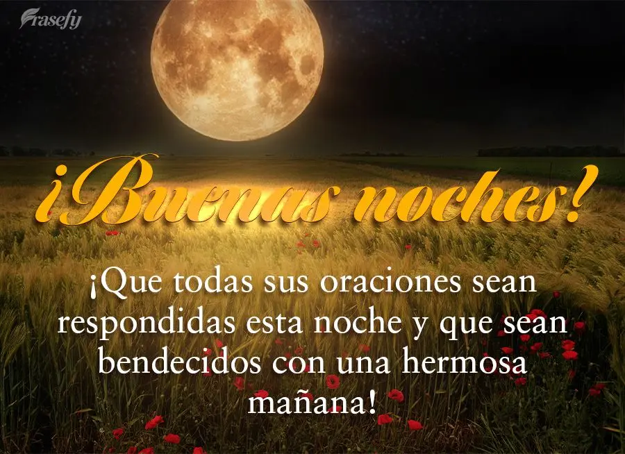 ¡Que todas sus oraciones sean respondidas esta noche y que sean bendecidos con una hermosa mañana! ¡Buenas noches!