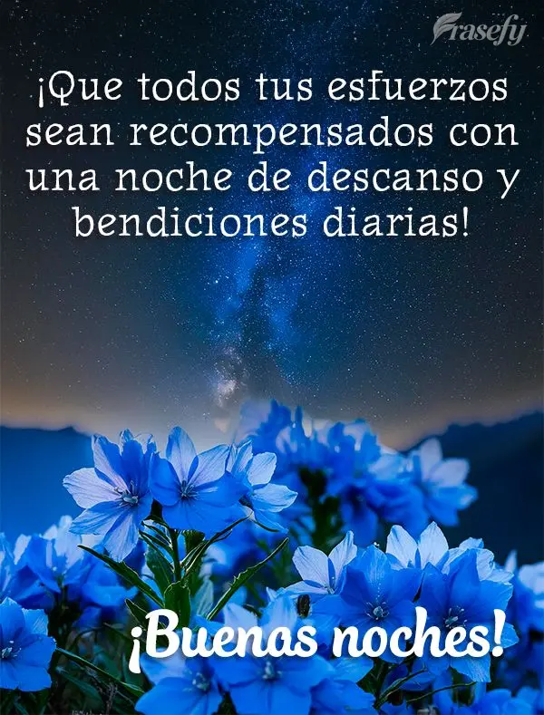 ¡Que todos tus esfuerzos sean recompensados ​​con una noche de descanso y bendiciones diarias! ¡Buenas noches!
