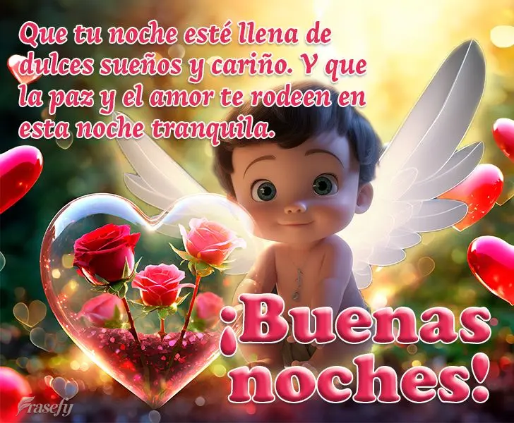 Que tu noche esté llena de dulces sueños y cariño. Y que la paz y el amor te rodeen en esta noche tranquila. ¡Buenas noches!
