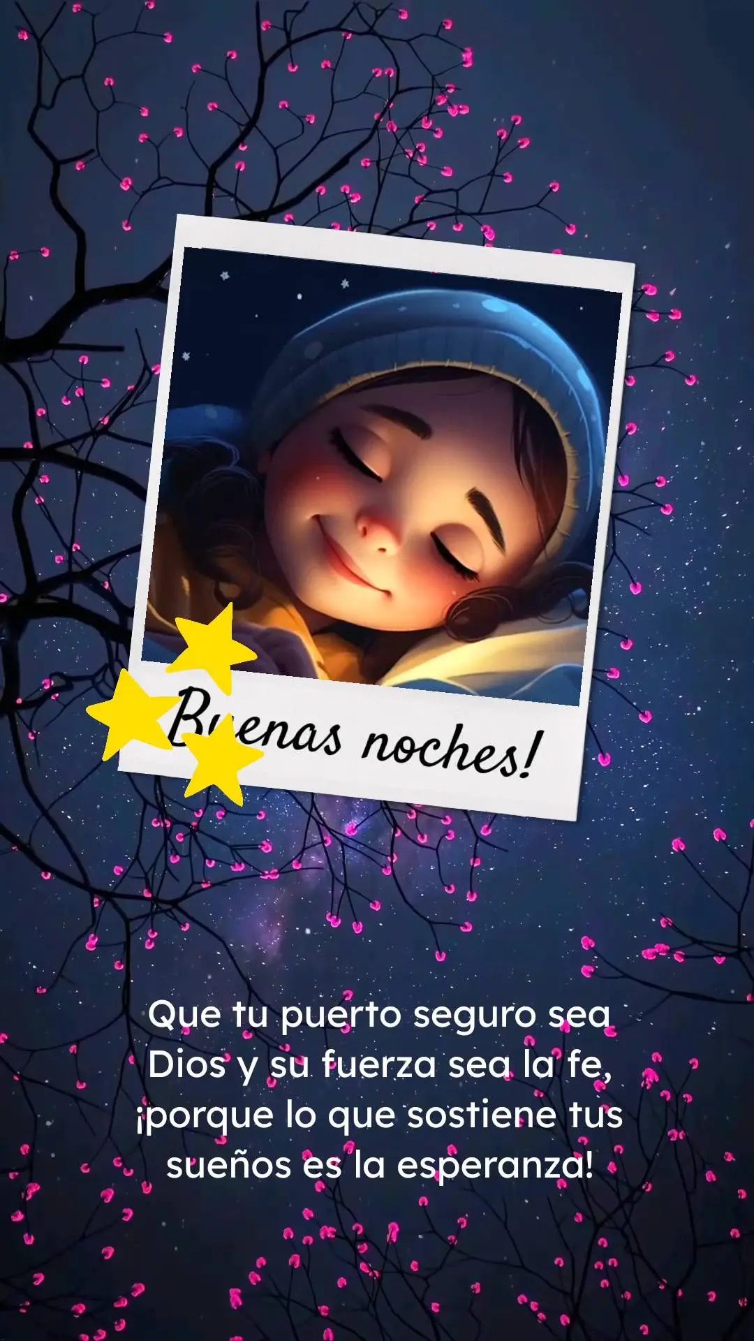¡Buenas noches! Que tu puerto seguro sea
Dios y su fuerza sea la fe,
¡porque lo que sostiene tus sueños es la esperanza!
