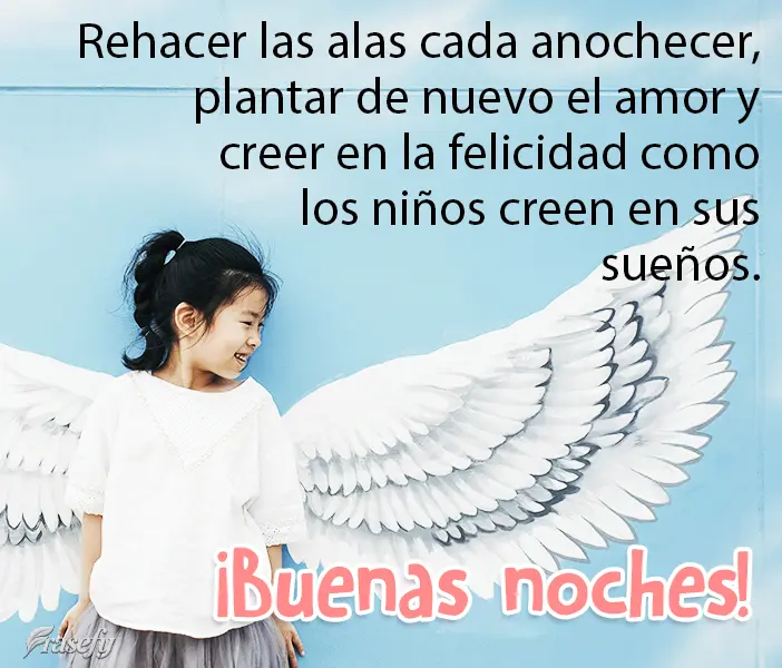 Rehacer las alas cada anochecer, plantar de nuevo el amor y creer en la felicidad como los niños creen en sus sueños. ¡Buenas noches!