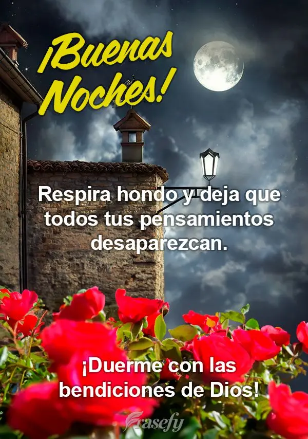 Respira hondo y deja que todos tus pensamientos desaparezcan. ¡Duerme con las bendiciones de Dios! ¡Buenas noches!