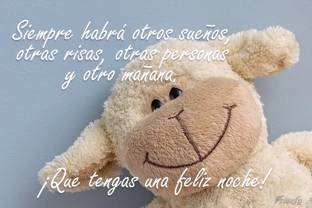 Siempre habrá otros sueños, otras risas, otras personas y otro mañana. ¡Que tengas una feliz noche!