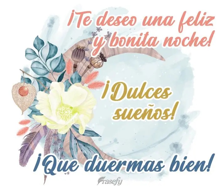 ¡Te deseo una feliz y bonita noche! ¡Dulces sueños! ¡Que duermas bien!