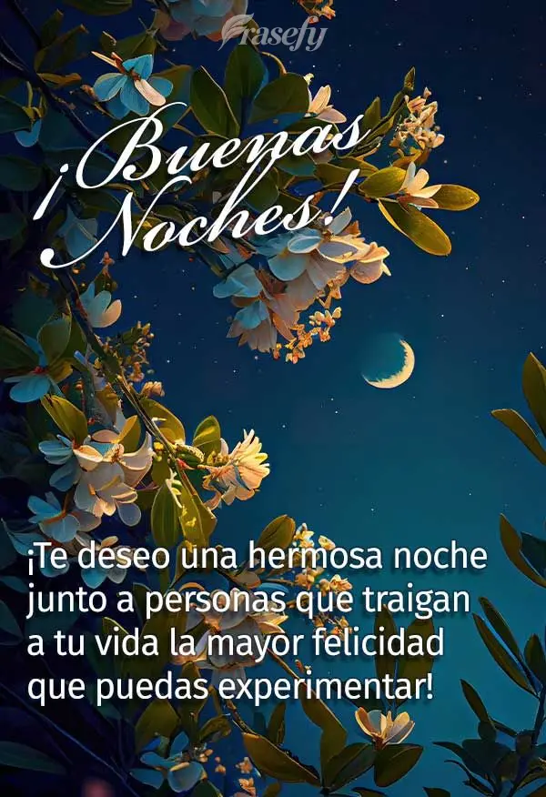 ¡Te deseo una hermosa noche junto a personas que traigan a tu vida la mayor felicidad que puedas experimentar! ¡Buenas noches!