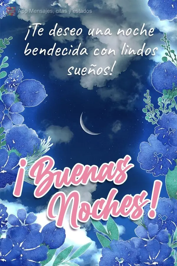 ¡Te deseo una noche bendecida con lindos sueños!  ¡Buenas noches!