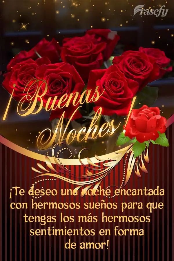 ¡Te deseo una noche encantada con hermosos sueños para que tengas los más hermosos sentimientos en forma de amor! ¡Buenas noches!