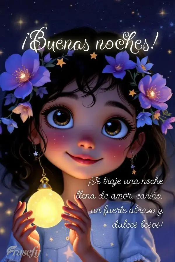 ¡Te traje una noche llena de amor, cariño, un fuerte abrazo y dulces besos! ¡Buenas noches!