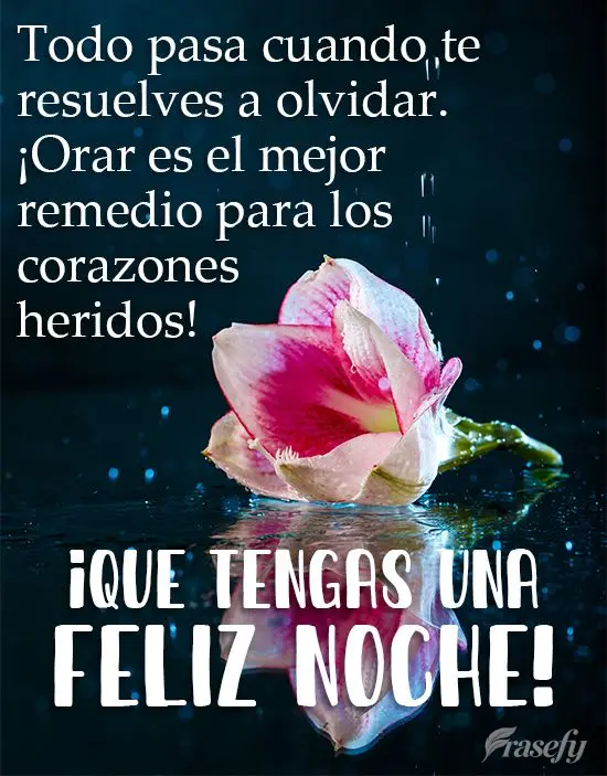 Todo pasa cuando te resuelves a olvidar. ¡Orar es el mejor remedio para los corazones heridos! ¡Que tengas una feliz noche!