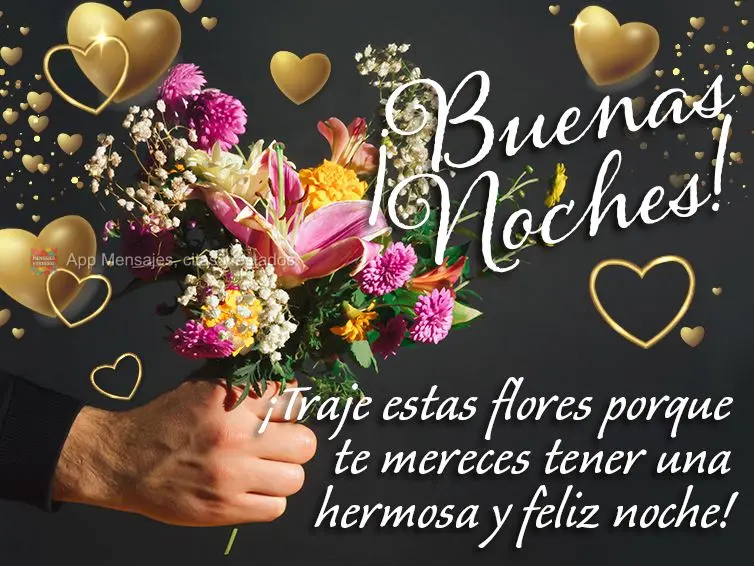 ¡Traje estas flores porque te mereces tener una hermosa y feliz noche! ¡Buenas noches!